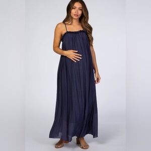 Pinkblush navy gauzy flowy maxi dress nwot